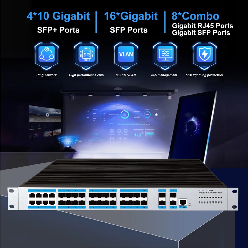 24 Port SFP Switch Ethernet Te - Sfp+ 10G Managed Switch 8 Port ulasan dan harga